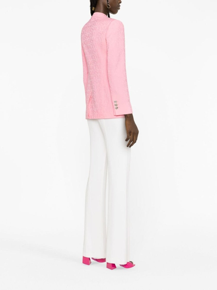 Versace Jacquard Logo-Motif Single-Breasted Blazer