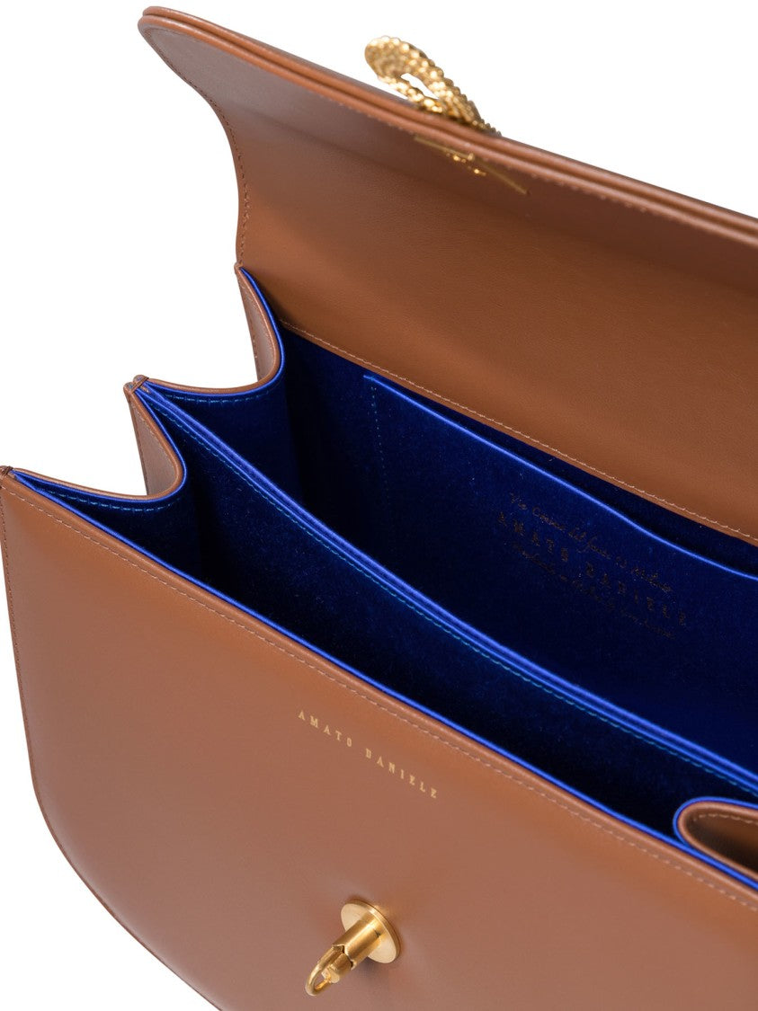 Amato Daniele Structured Brown Leather Shoulder Bag