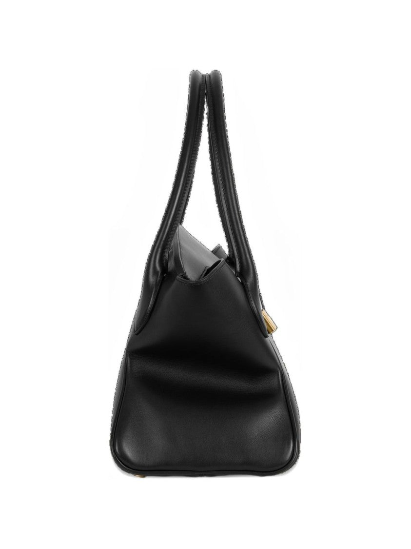 Balmain Winged Handbag With Curved Top Handle And Gold-Tone Lock
