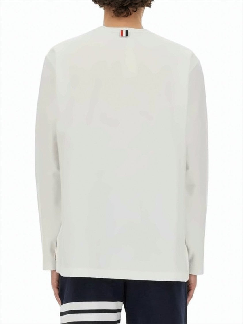 Thom Browne Minimalist Long-Sleeve Shirt With Tricolor Stripe