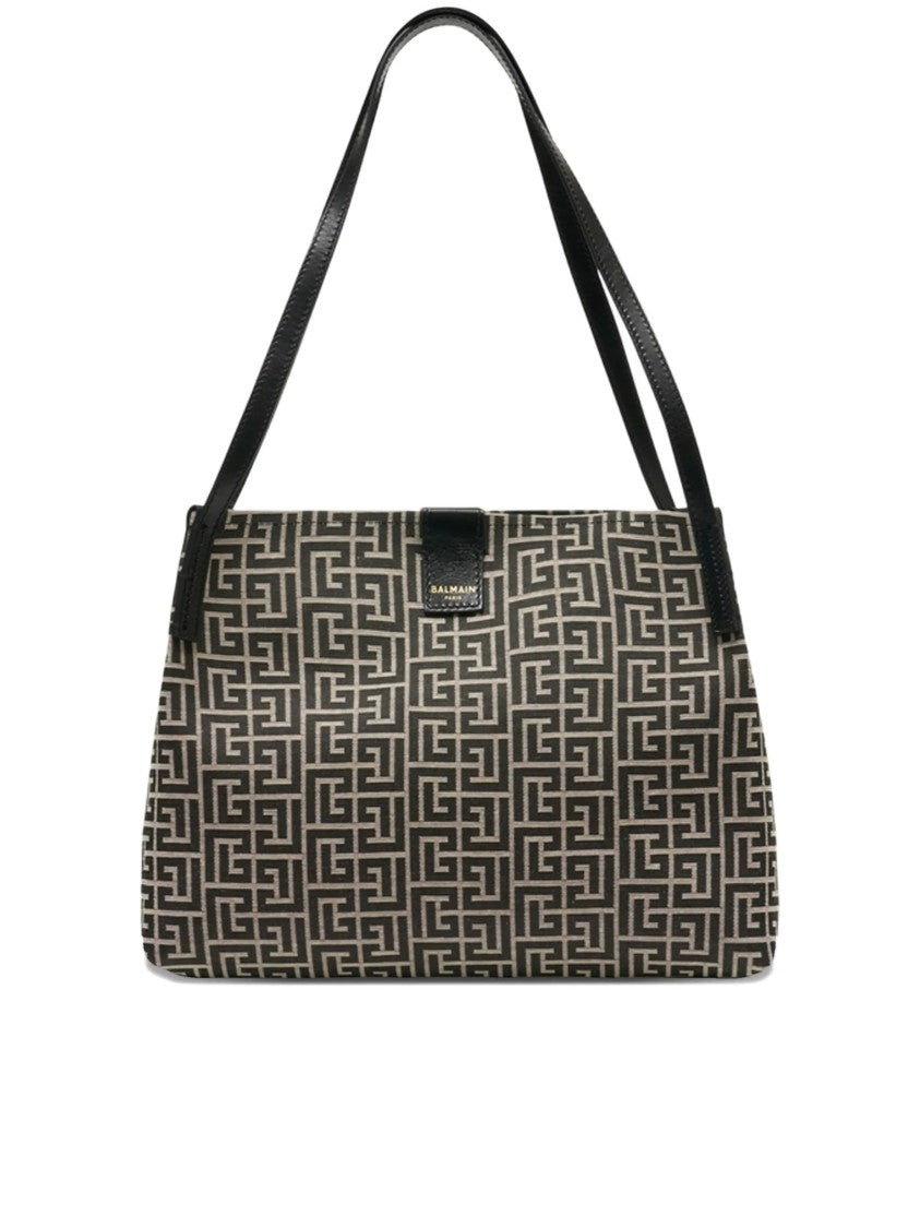 Balmain Medium Structured Geometric Maze Design Tote