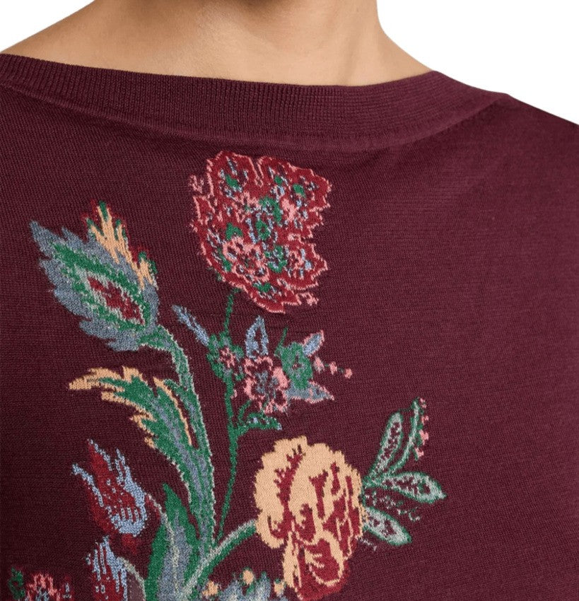 Etro Intricate Floral Knit Top With Boat Neckline