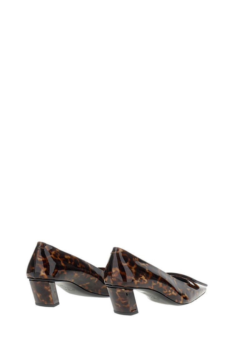 Roger Vivier Glossy Tortoiseshell Pattern Pumps With Pointed Toe And Low Block Heel
