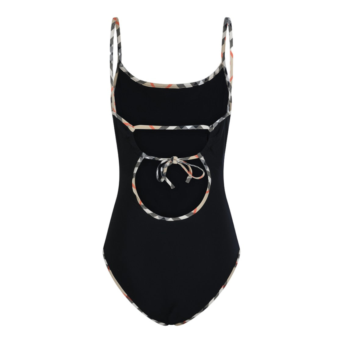 Burberry Black One-Piece Swimsuit With Check Trim