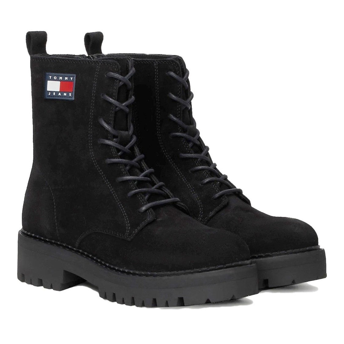 Tommy Jeans Black Suede Urban Lace-Up Boots