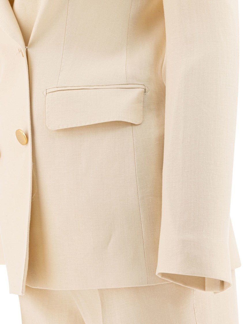 Tagliatore Beige Tailored Suit With Double-Breasted Blazer