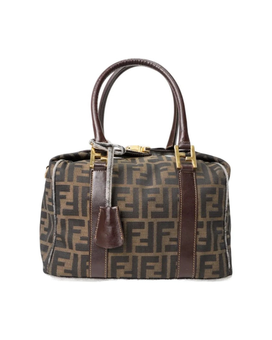 Fendi Medium Bauletto Lock Handbag With Ff Logomania Pattern