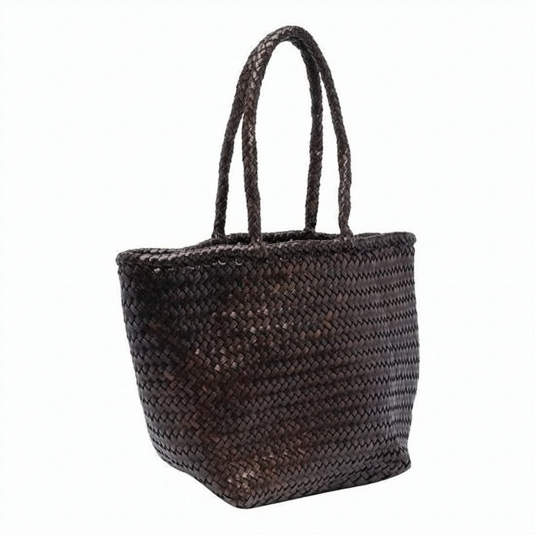 Dragon Diffusion Woven Dark Brown Calf Leather Tote Bag