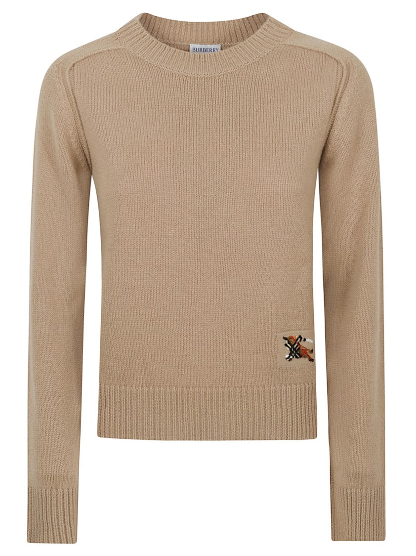 Burberry Wool Cashmere-Blend Equestrian Knight Sweater