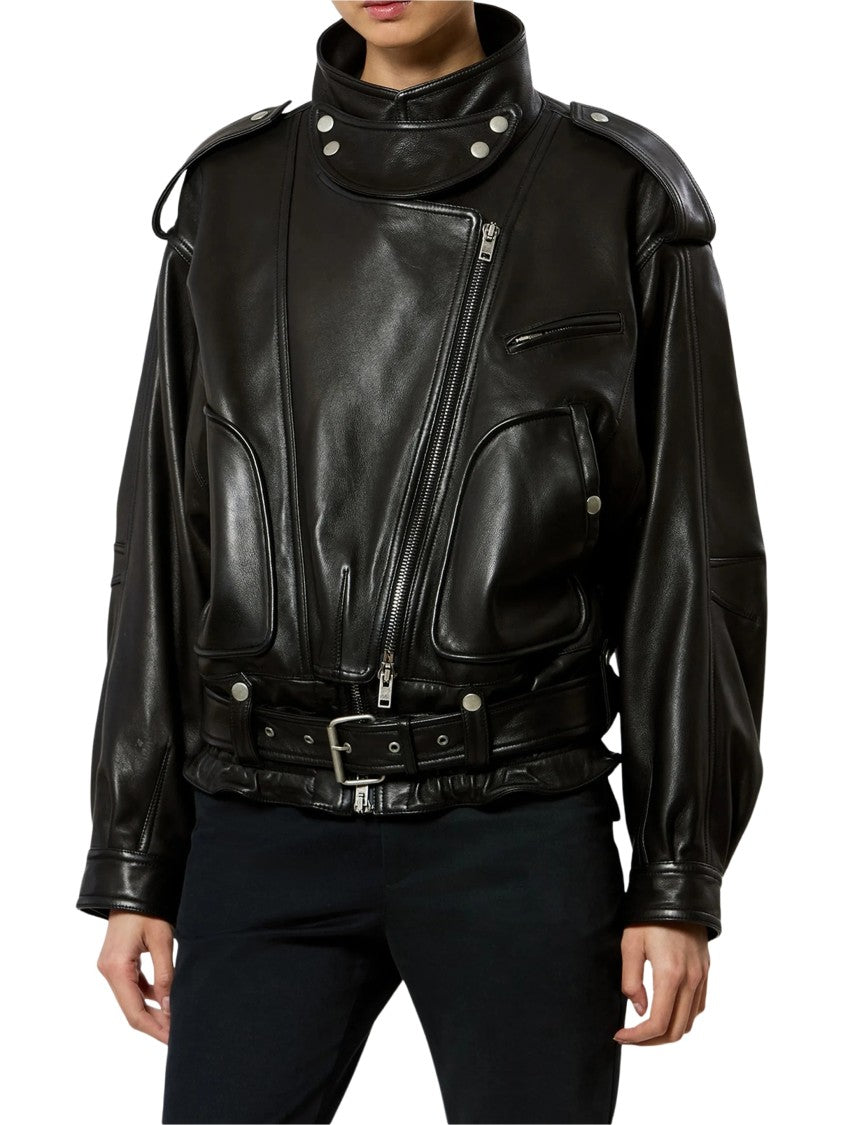 Isabel Marant Farza Jacket Cropped Boxy Leather Jacket