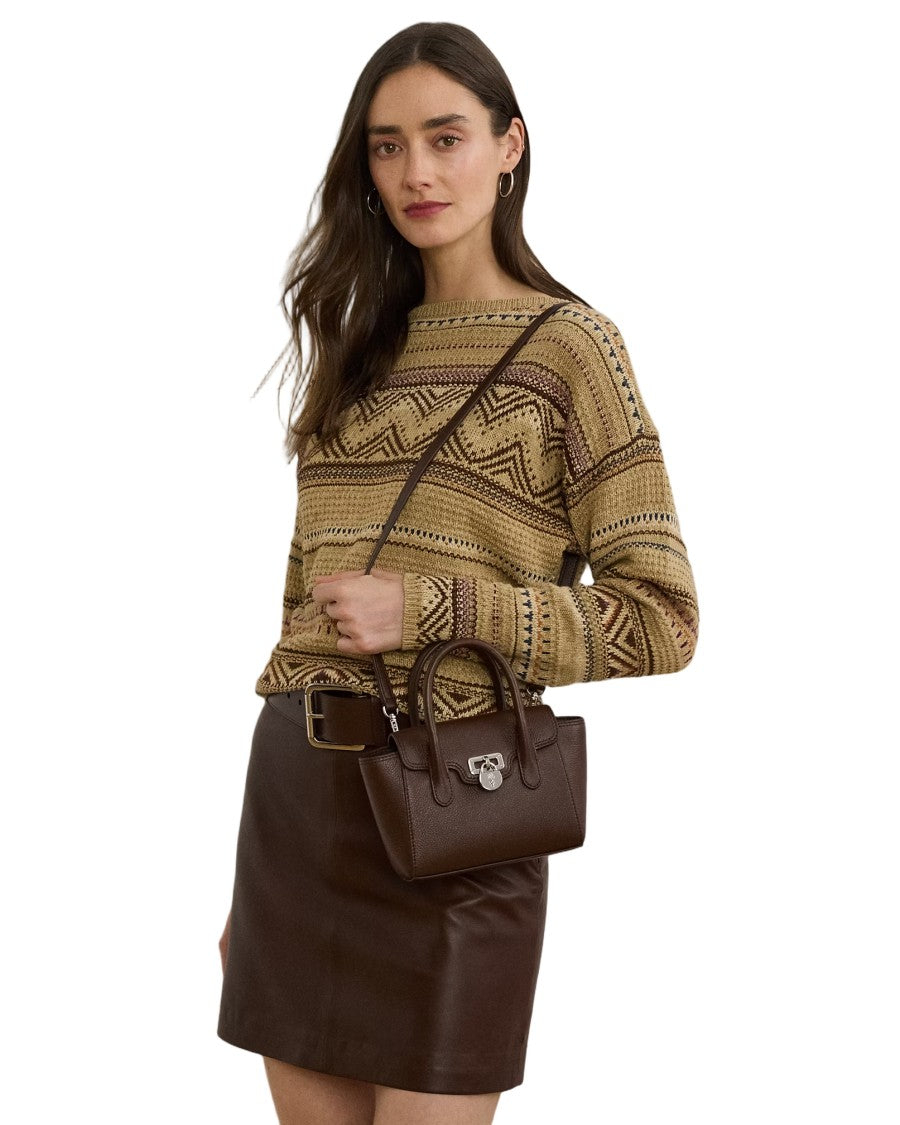 Lauren Ralph Lauren Compact Textured Leather Satchel With Adjustable Strap