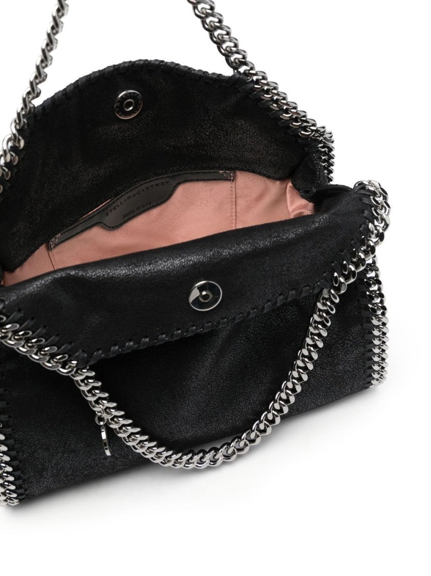 Stella Mccartney Textured Black Bag With Silver Chain Accents