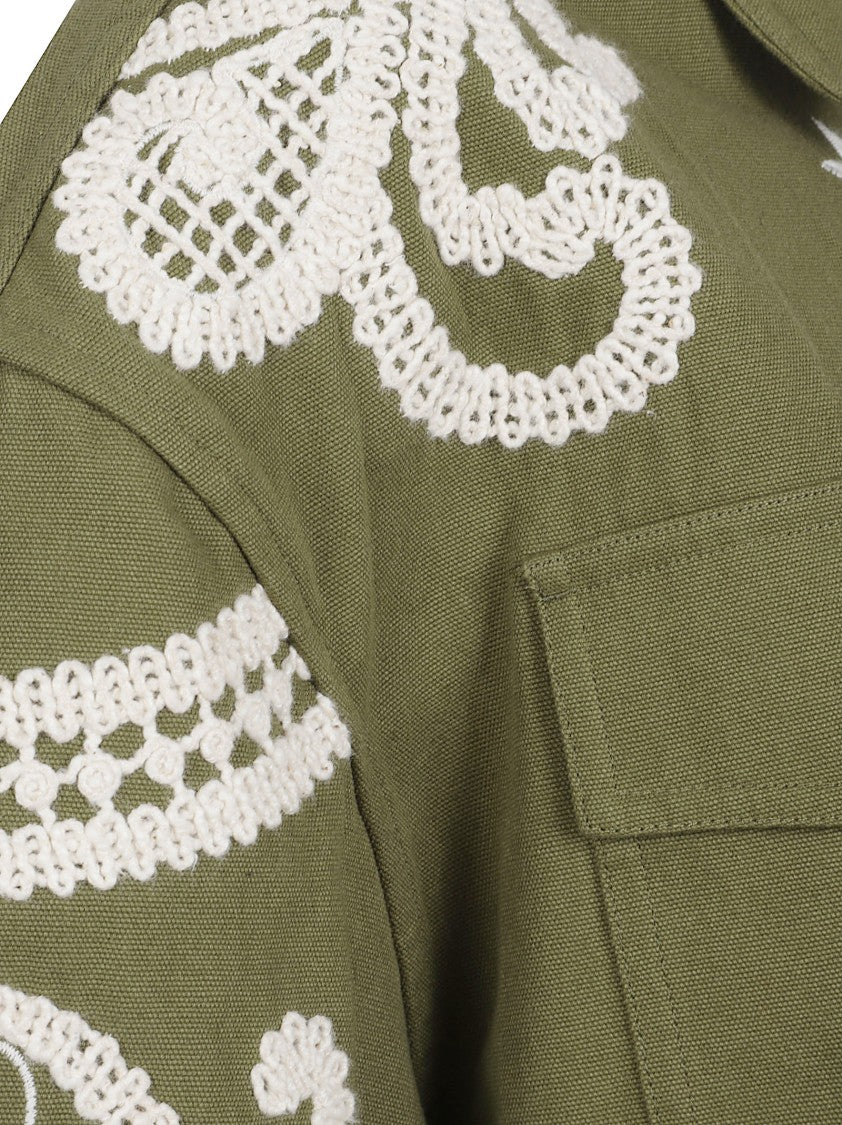 Max Mara Short-Sleeved Boxy Fit Shirt With Embroidered Details