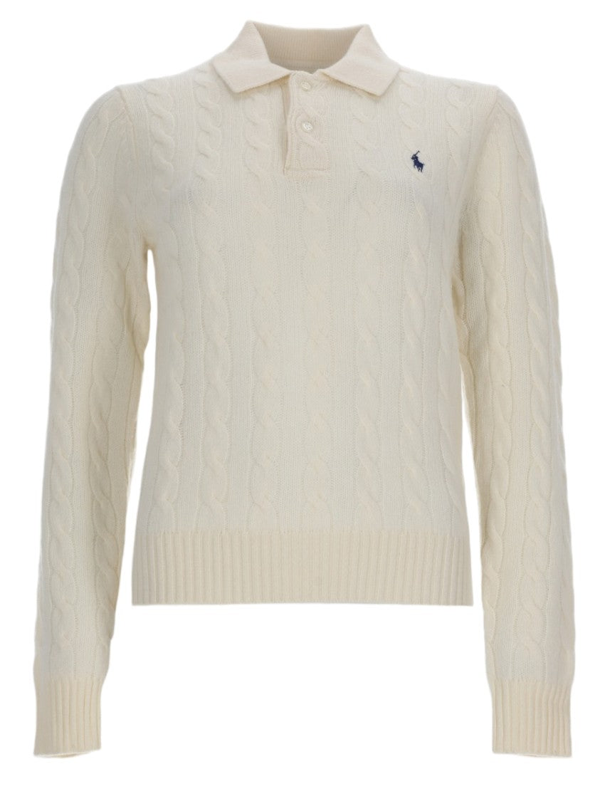 Polo Ralph Lauren Cable Knit Polo Sweater With Embroidered Logo