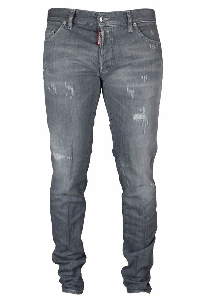 Dsquared2 Light Gray Slim-Fit Jeans With Distressed Details
