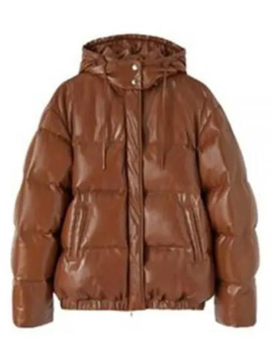 Jil Sander Lambskin Leather Padded Down Jacket With Hood