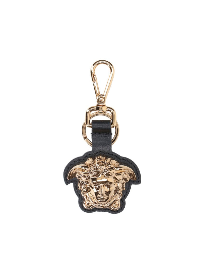 Versace Medusa Head Black Calf Leather Keychain