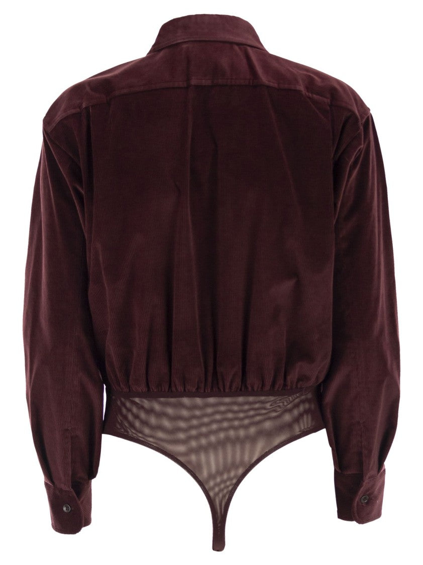 Max Mara Fertile Velvet Shirt Bodysuit