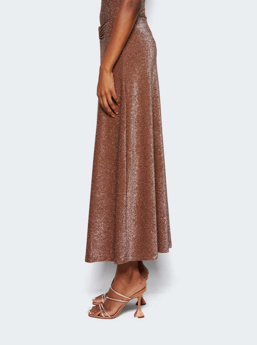 Johanna Ortiz Rainstorm Midi Skirt Dark Chocolate