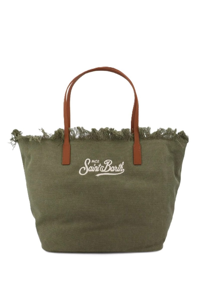 Mc2 Saint Barth Military Green Sangallo Fringe City Crossbody Bag