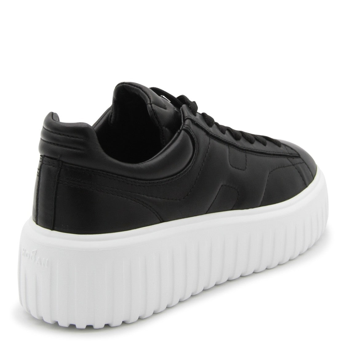 Hogan Black Leather H-Stripes Sneakers