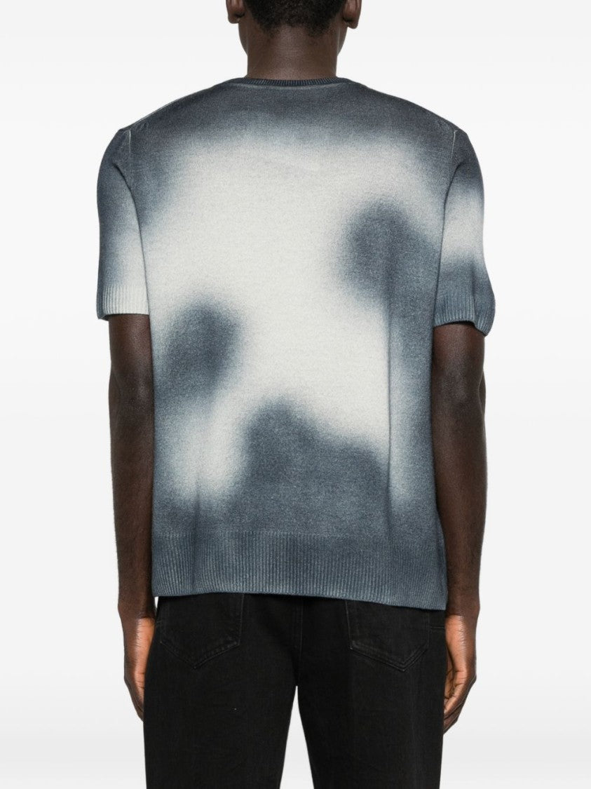 Vivienne Westwood Blue Gradient Knit Ribbed Detail T-Shirt