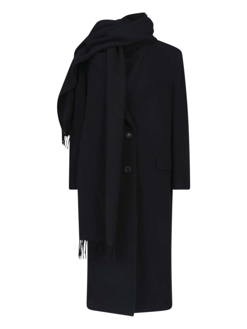 The Attico Long Black Coat With Tailored Fit