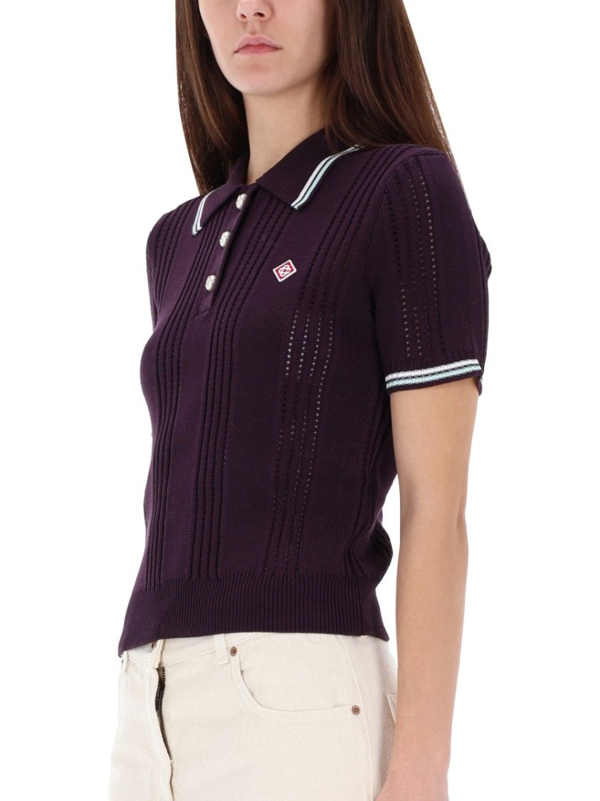 Casablanca Textured Cotton Knit Polo Shirt With Contrasting Accents