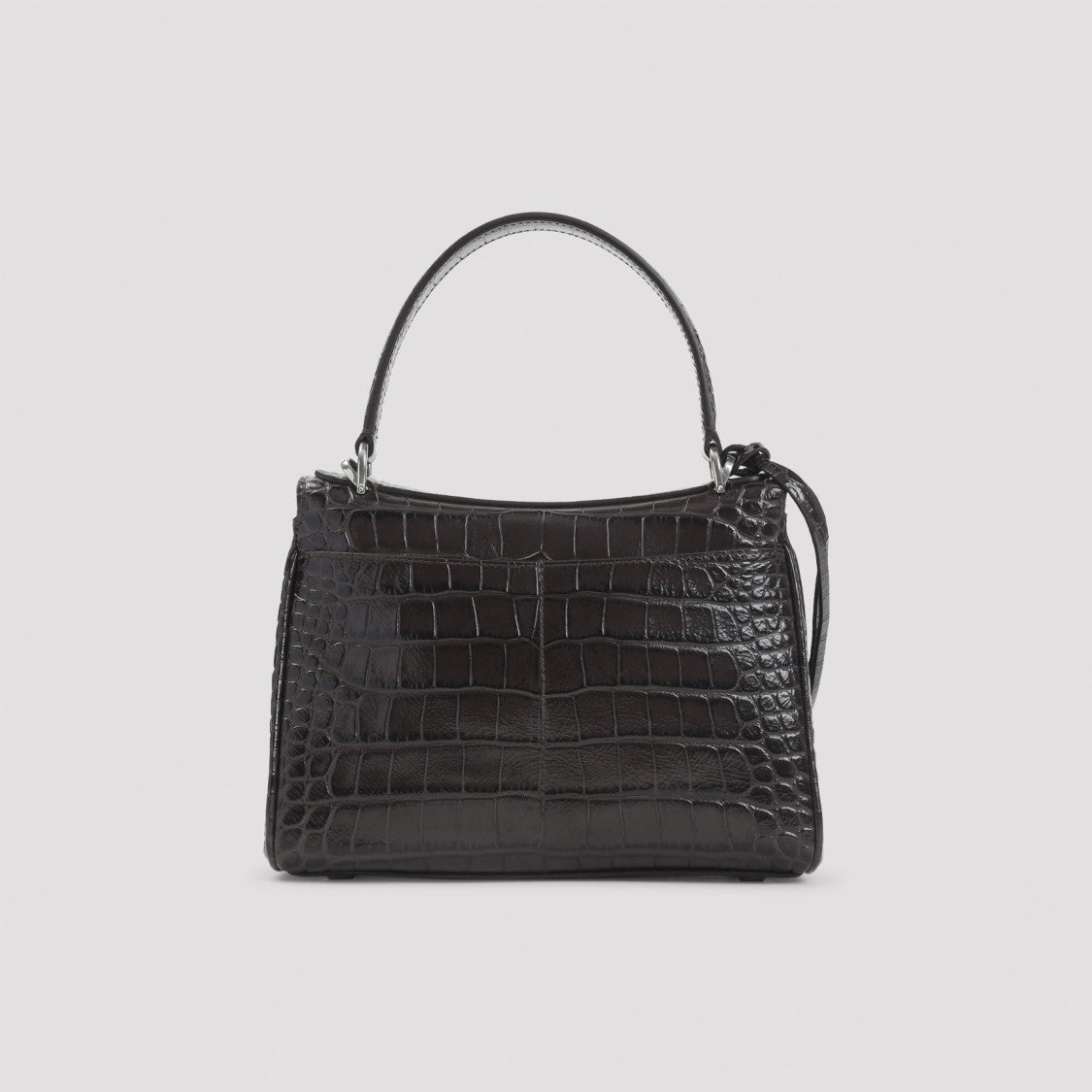 Balenciaga Textured Leather Shoulder Bag With Crocodile Pattern And Turn-Lock Closure