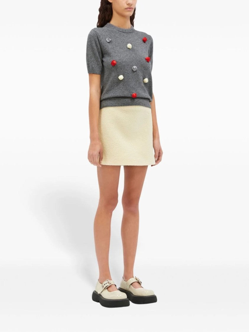 Msgm Off White Wool Skirt