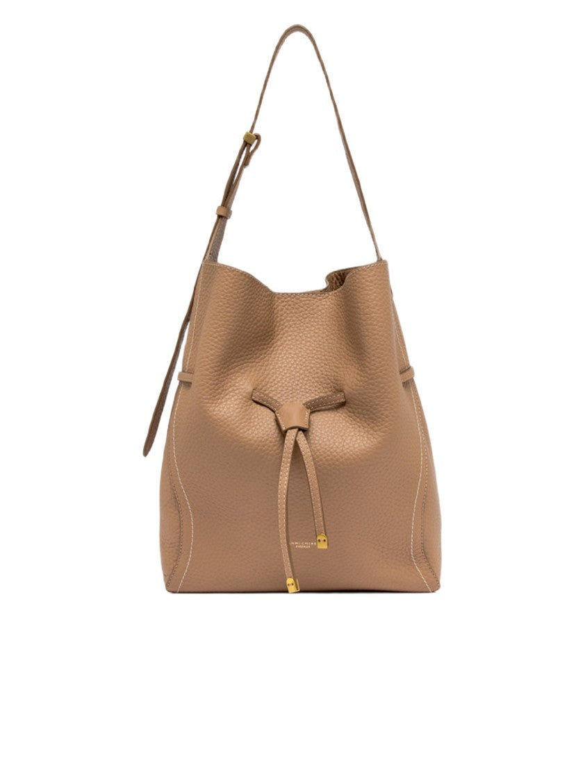 Gianni Chiarini Double-Grain Leather Bag With Contrast Stitching And Iconic Details