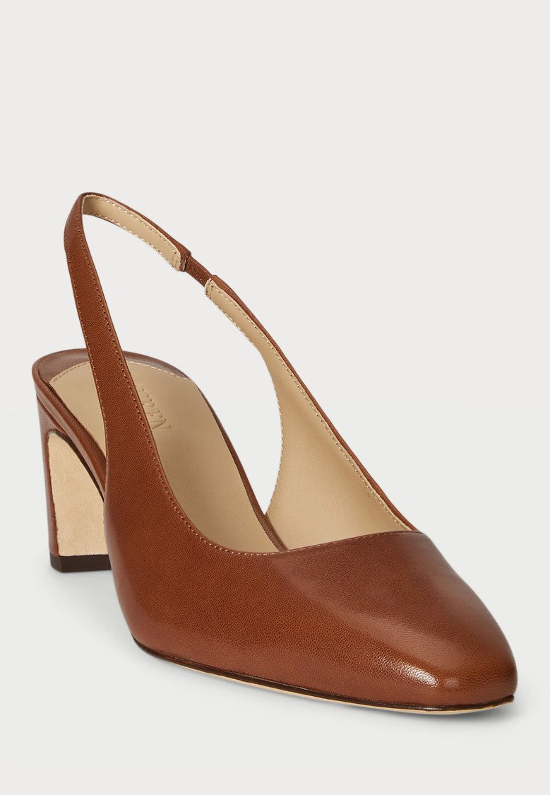 Lauren Ralph Lauren Brown Klaire Leather Slingback Pumps