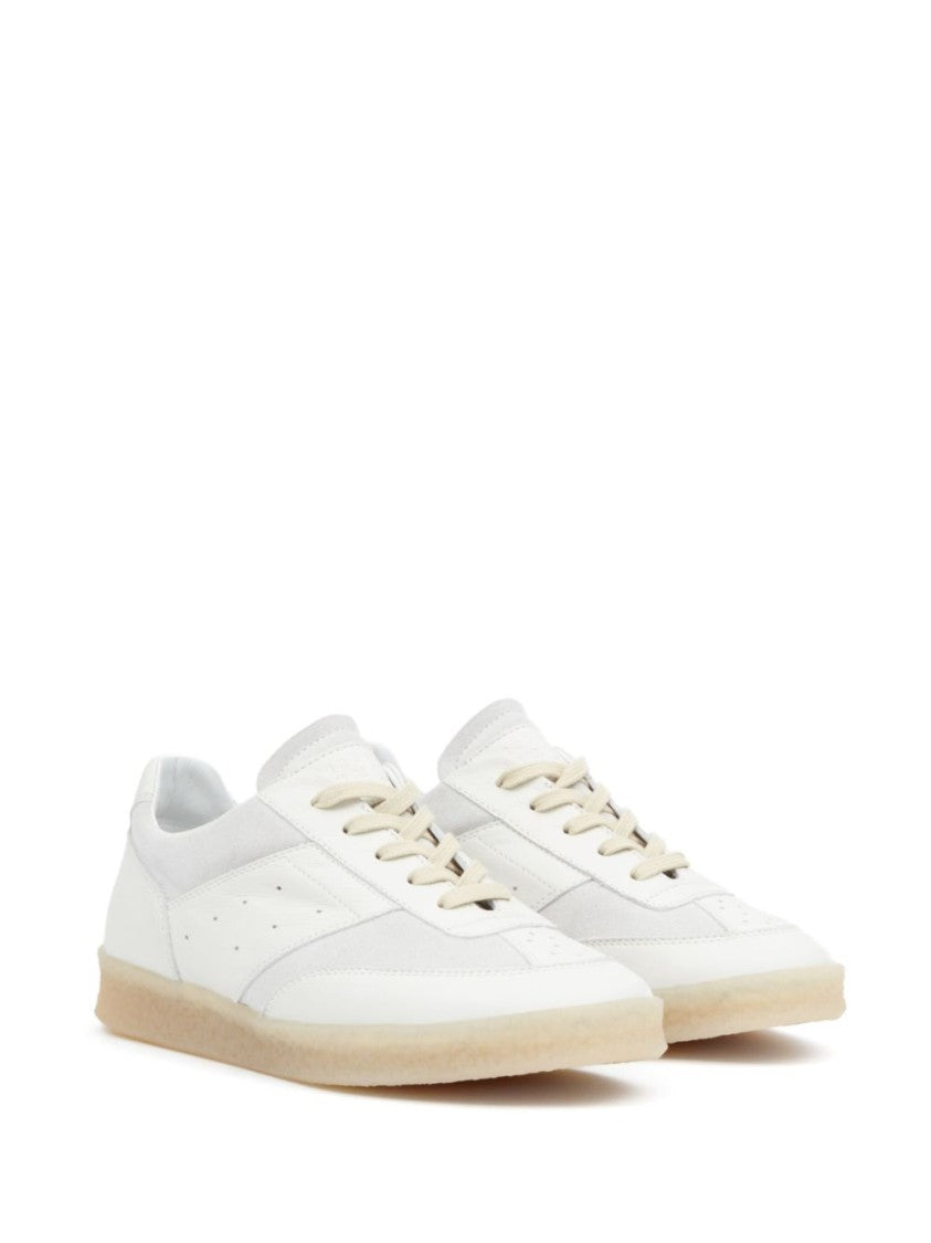 Mm6 By Maison Margiela Classic White Sneakers With Branded Detailing