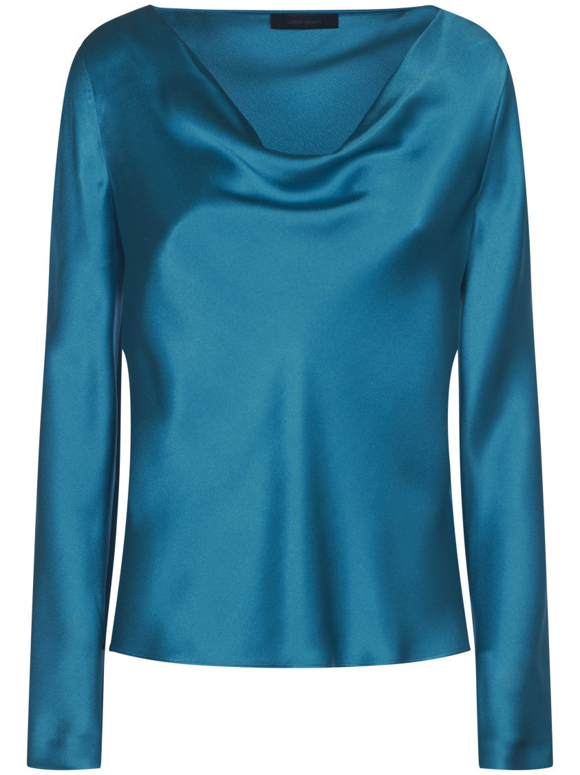 Alberta Ferretti Long-Sleeved Draped Neckline Shirt
