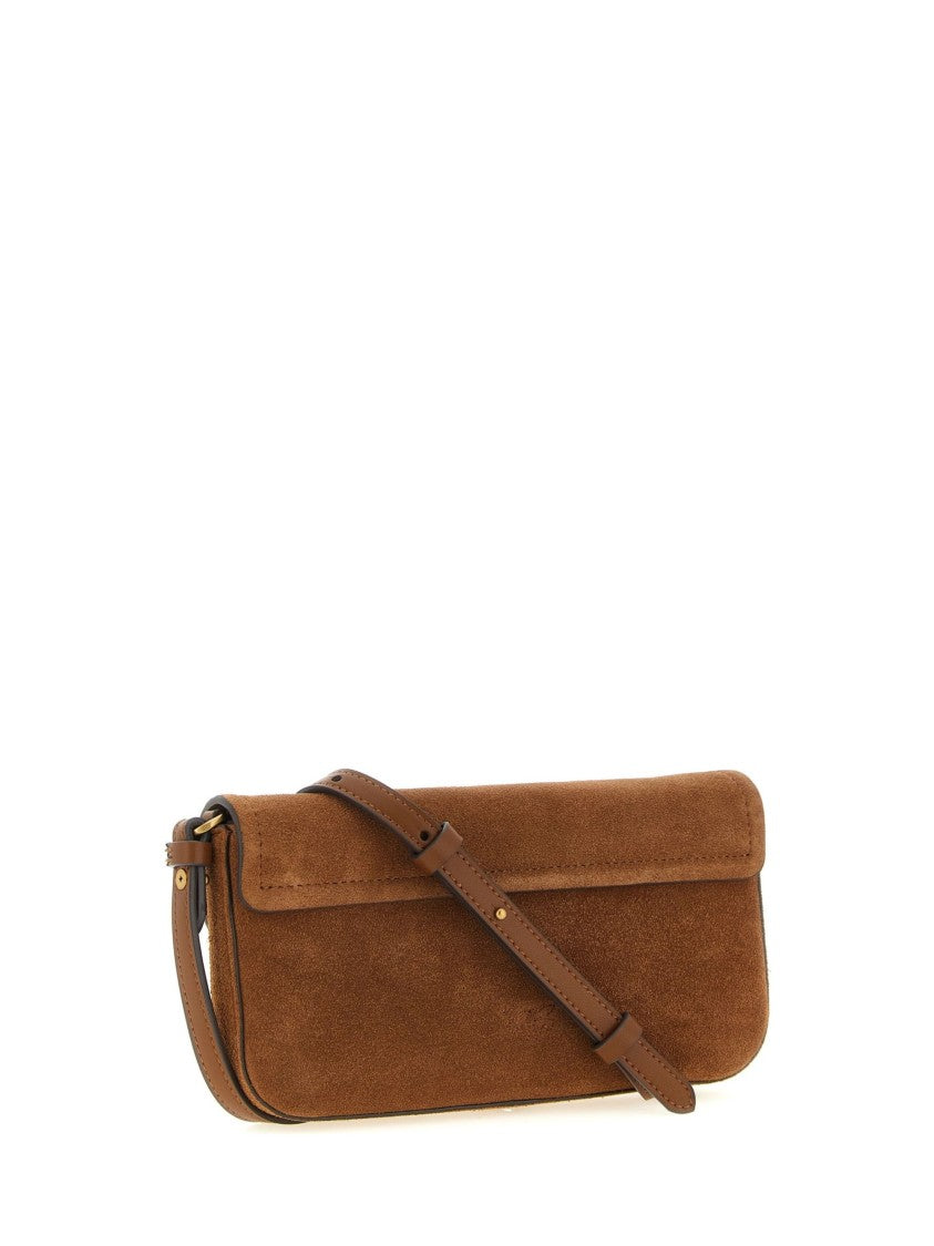 Pinko Suede Saddle Gold-Tone Shoulder Bag