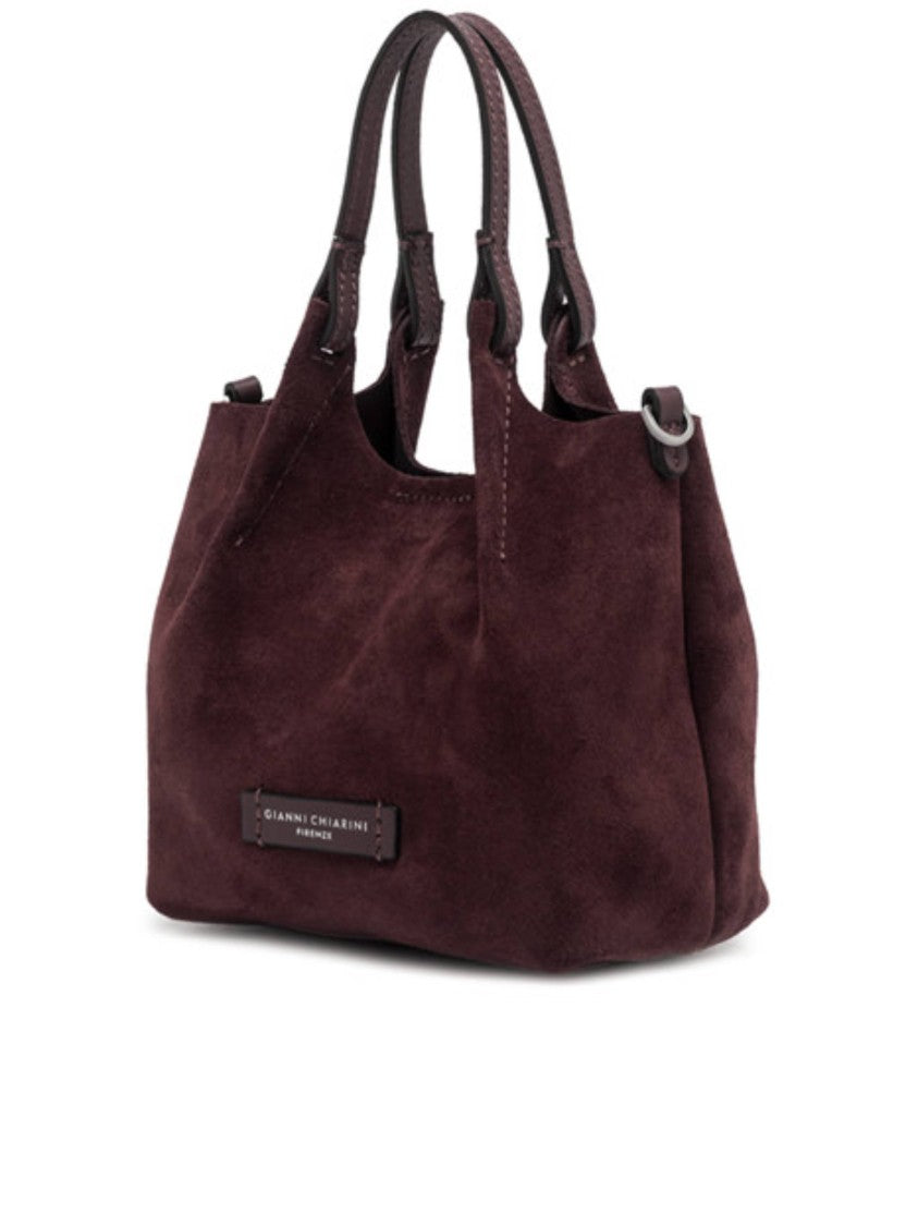 Gianni Chiarini Burgundy Suede Shoulder Bag With Versatile Handles