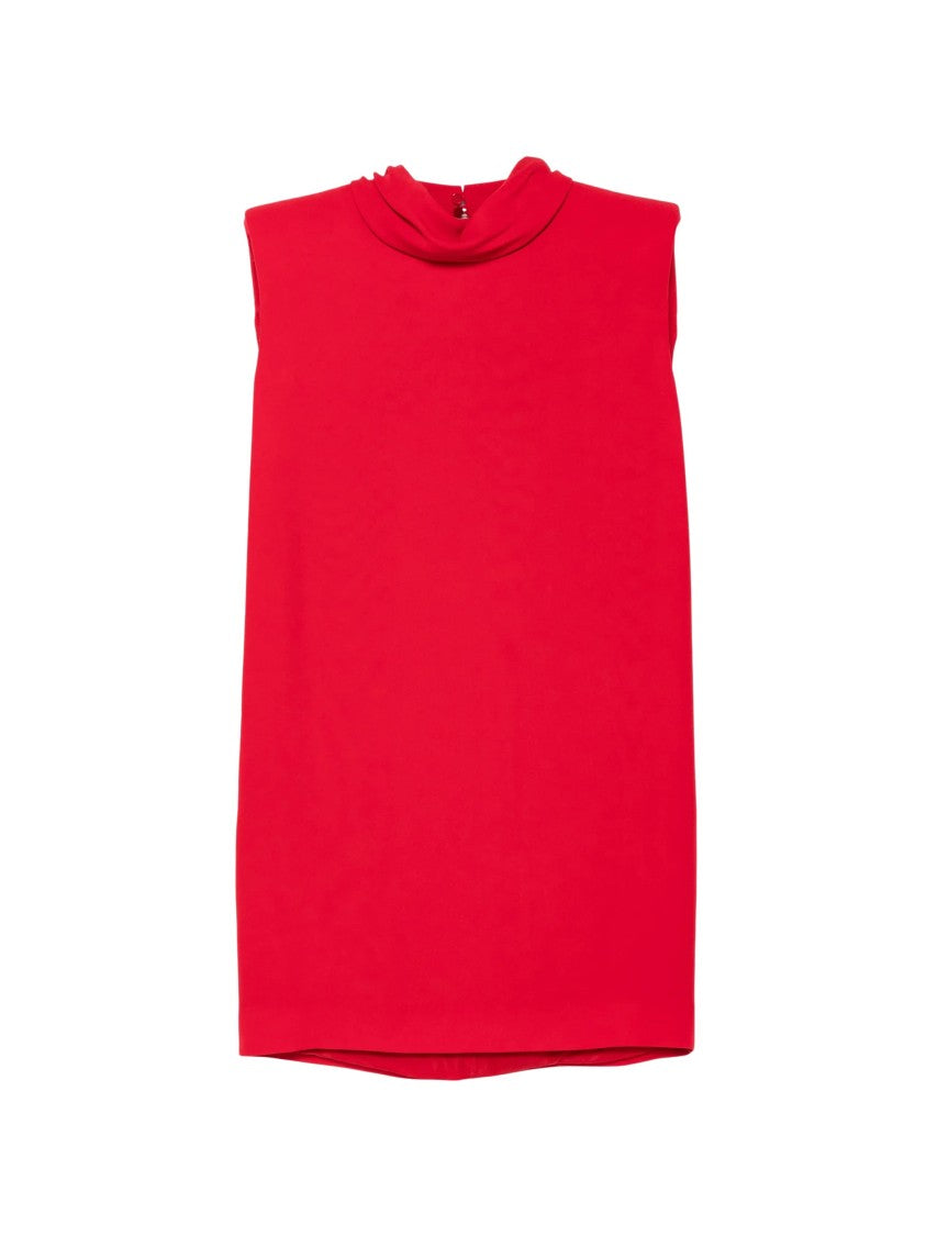 Valentino Red Cut-Out Back Cowl Neck Silk Mini Dress