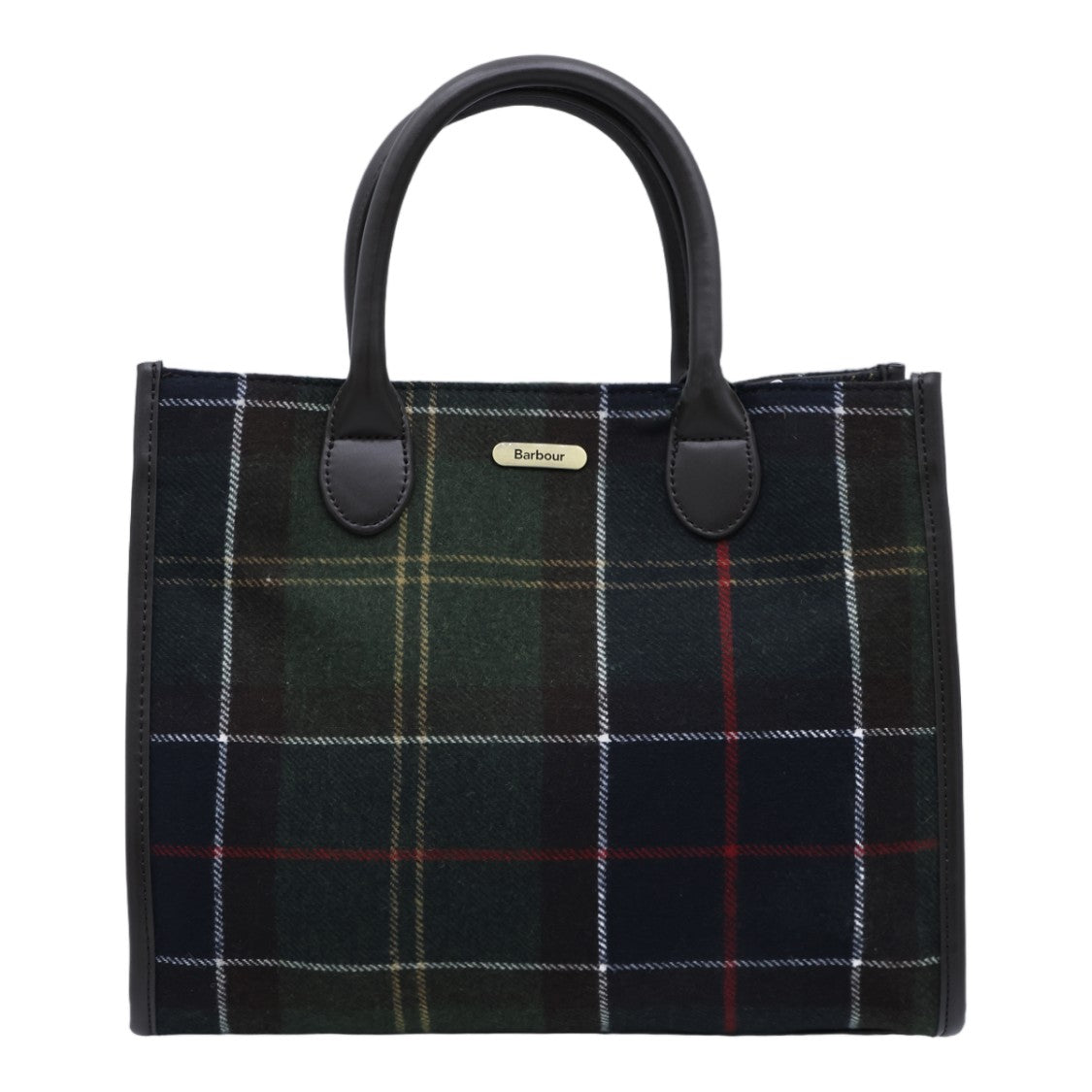 Barbour Barrhill Tartan Fabric Accented Tote Bag