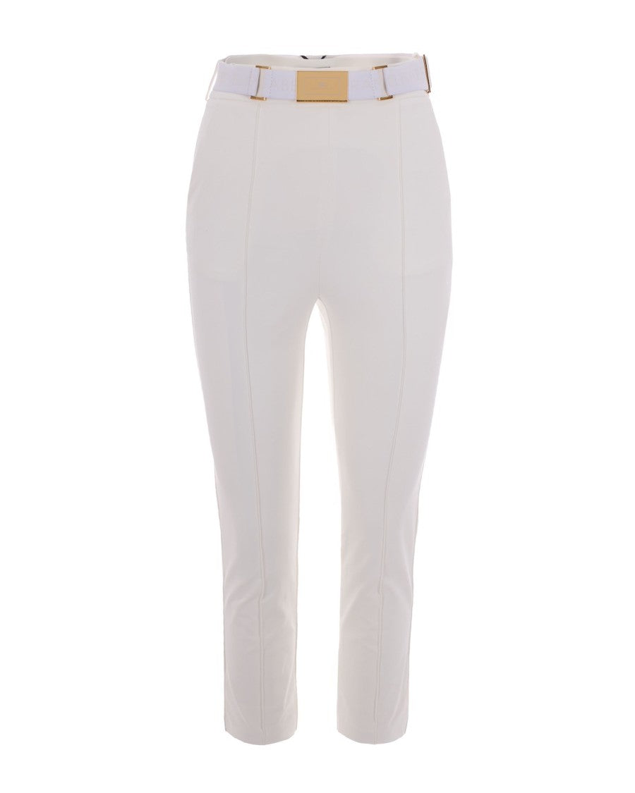 Elisabetta Franchi Ivory Technical Stretch Fabric Pants