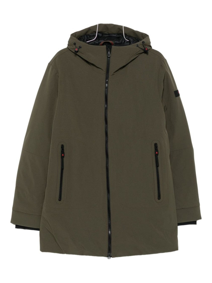 Peuterey Minimalist Olive Green Hooded Coat