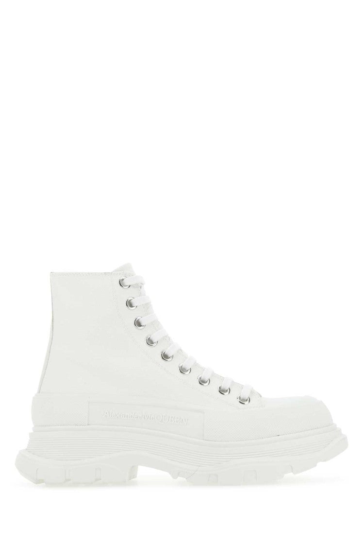Alexander Mcqueen White Canvas Tread Slick Sneakers