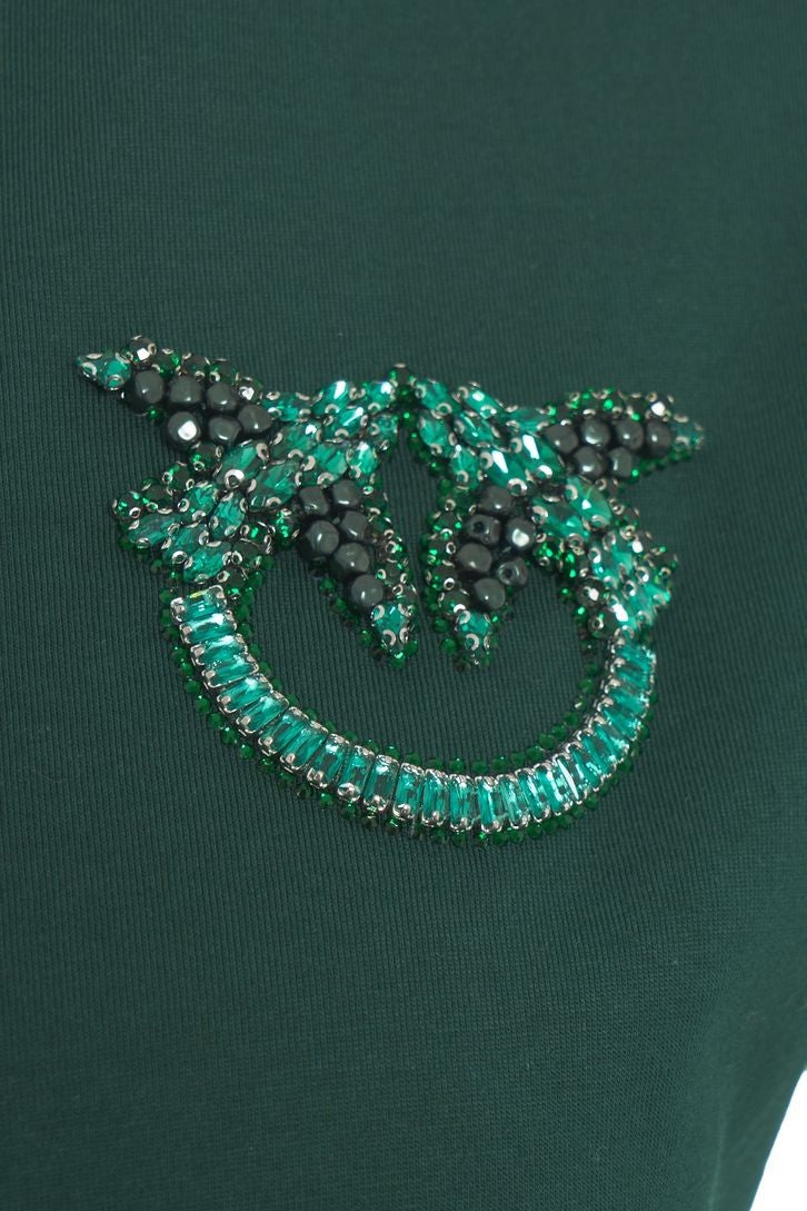 Pinko Crew Neck T-Shirt With Love Swallows Appliqué