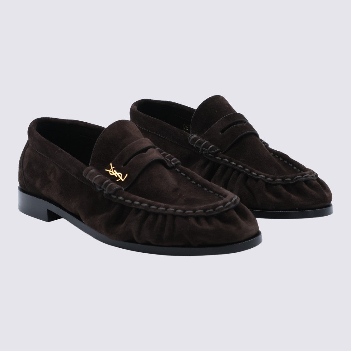 Saint Laurent Classic Loafer Silhouette Flat Shoes With Gathered Detail
