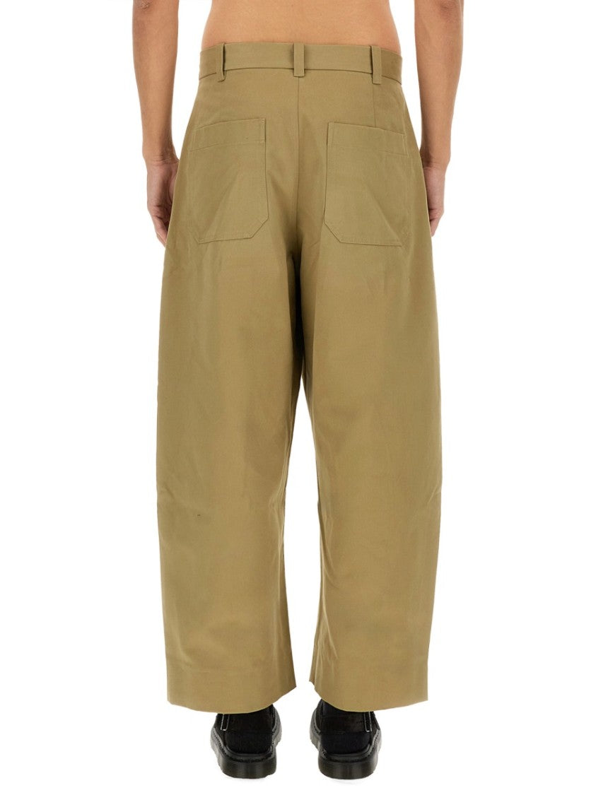 Studio Nicholson Neutrals Sorte Wide-Leg Cropped Cotton Pants