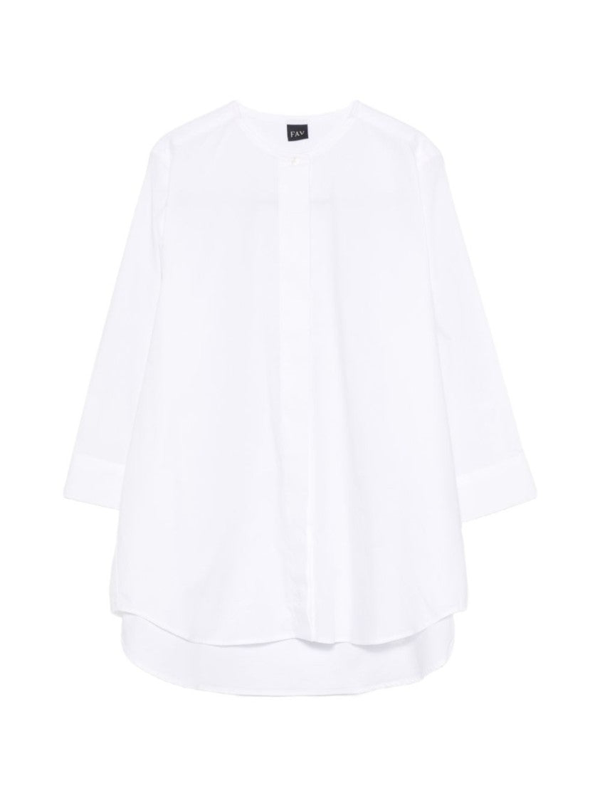 Fay Layered White Long-Sleeved Top With Front Button Fastening
