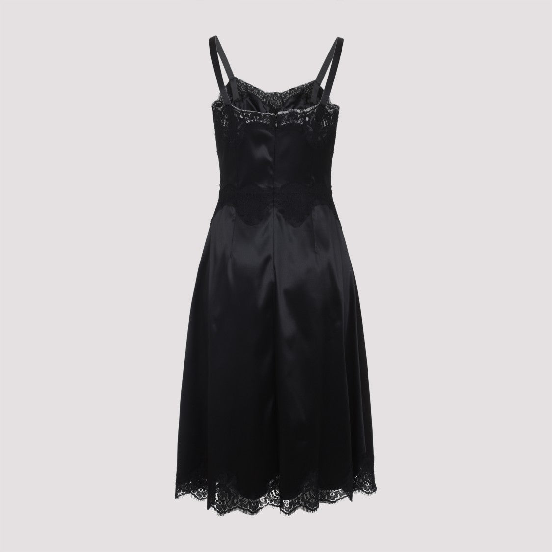 Dolce & Gabbana Lace-Trimmed Black Midi Dress