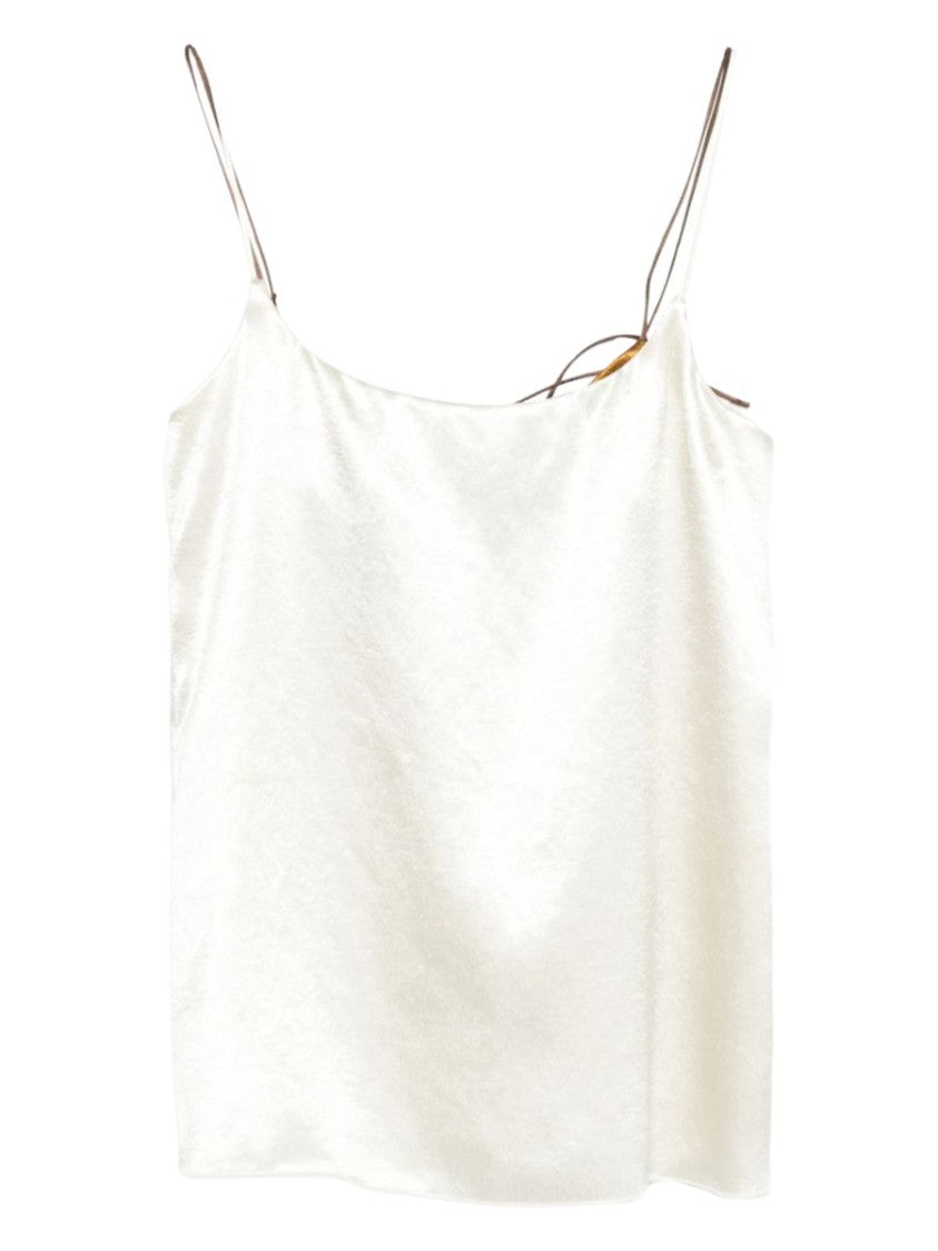Alysi White Satin Straight Neckline Tank Top