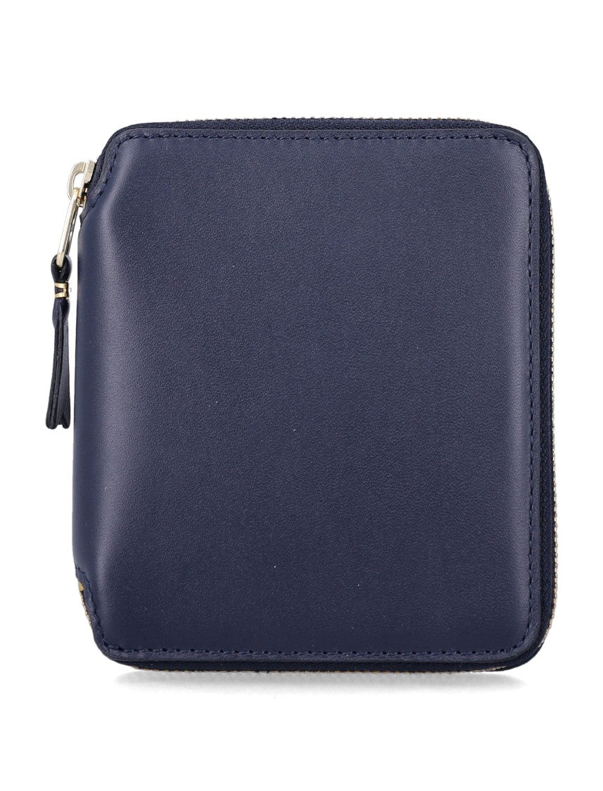 Comme Des Garçons Vertical Zip-Around Wallet In Smooth Leather With Gold Accents