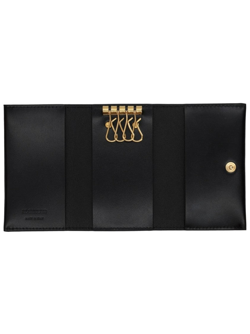 Jil Sander Rectangular Fold-Over Flap Key Hooks Leather Wallet