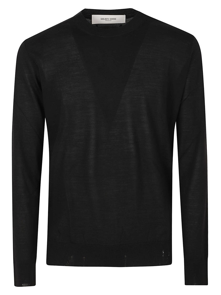 Golden Goose Finely Knit Crew Neck Sweater With Subtle Ribbed Cuffs